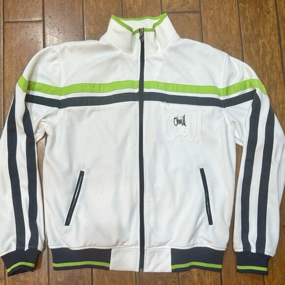 O'Neill Other - VTG O'Neill Mens Size L White Blue Green Long Sleeve Full Zip Mock Neck Jacket